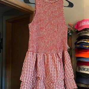 SHEIN Red Checkered Sleeveless Kids Dress